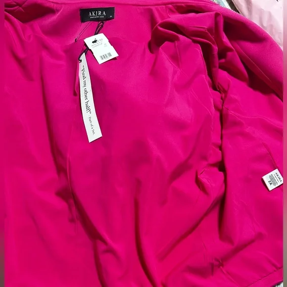 NWT AKIRA- CENTER OF ATTENTION RHINESTONE BLAZER IN PINK - Picture 9 of 9